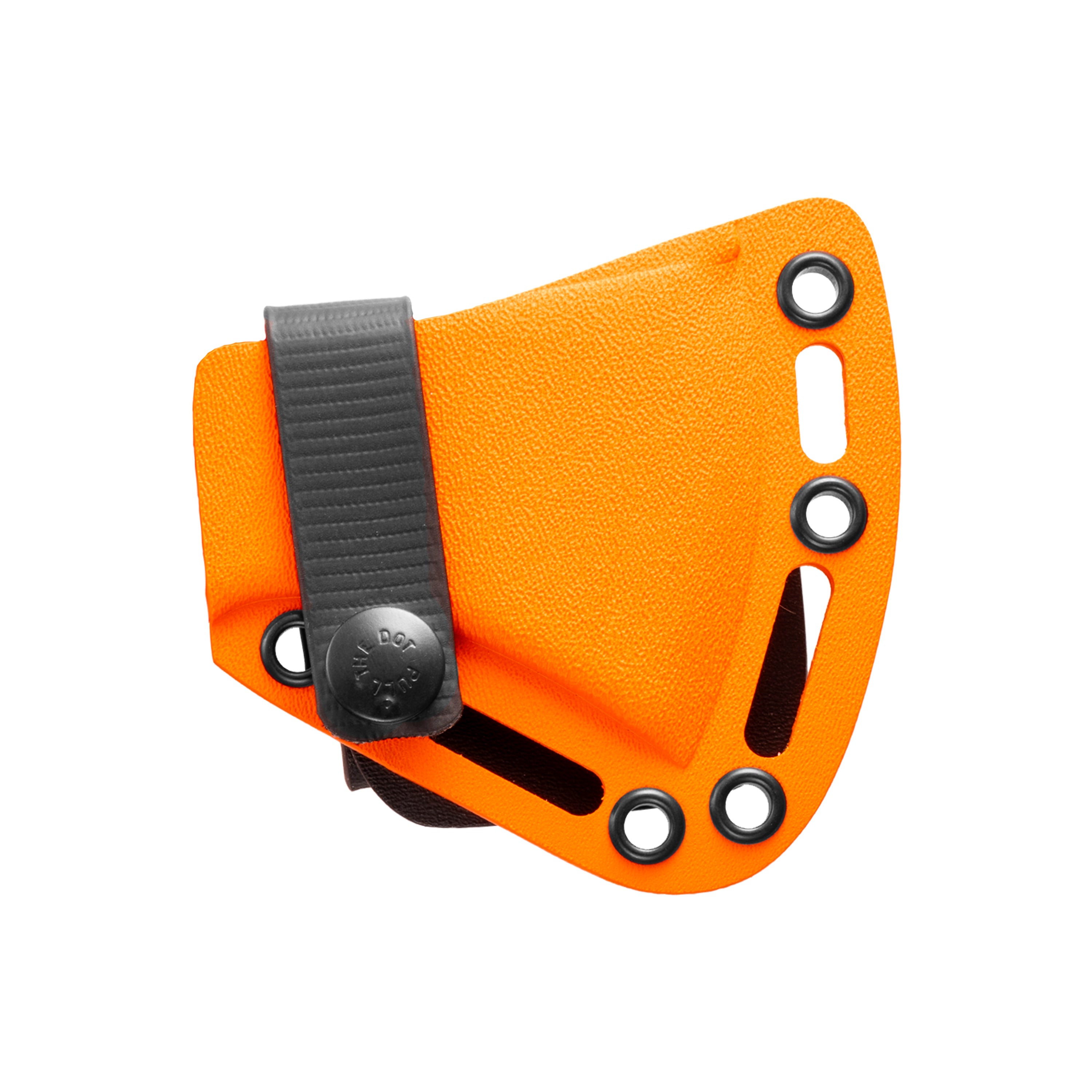 Additional Kydex sheath for the Hellgate Hatchet, featuring a vibrant orange design and secure strap for easy attachment.