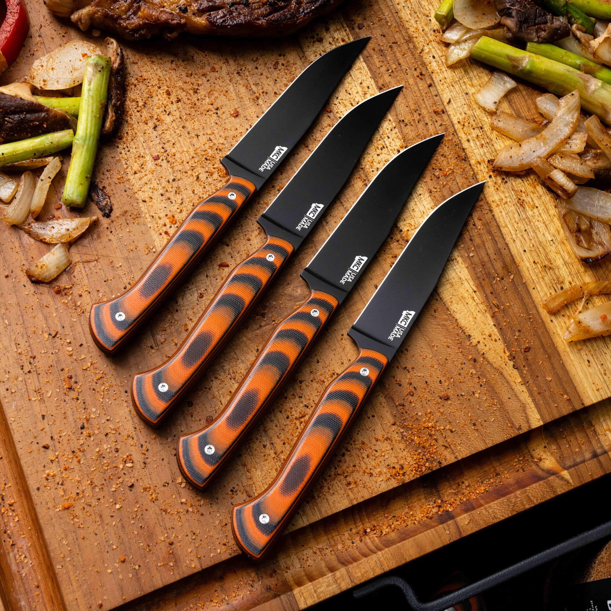 MKC STEAK KNIVES (SET OF 4) - PVD - ORANGE/BLACK