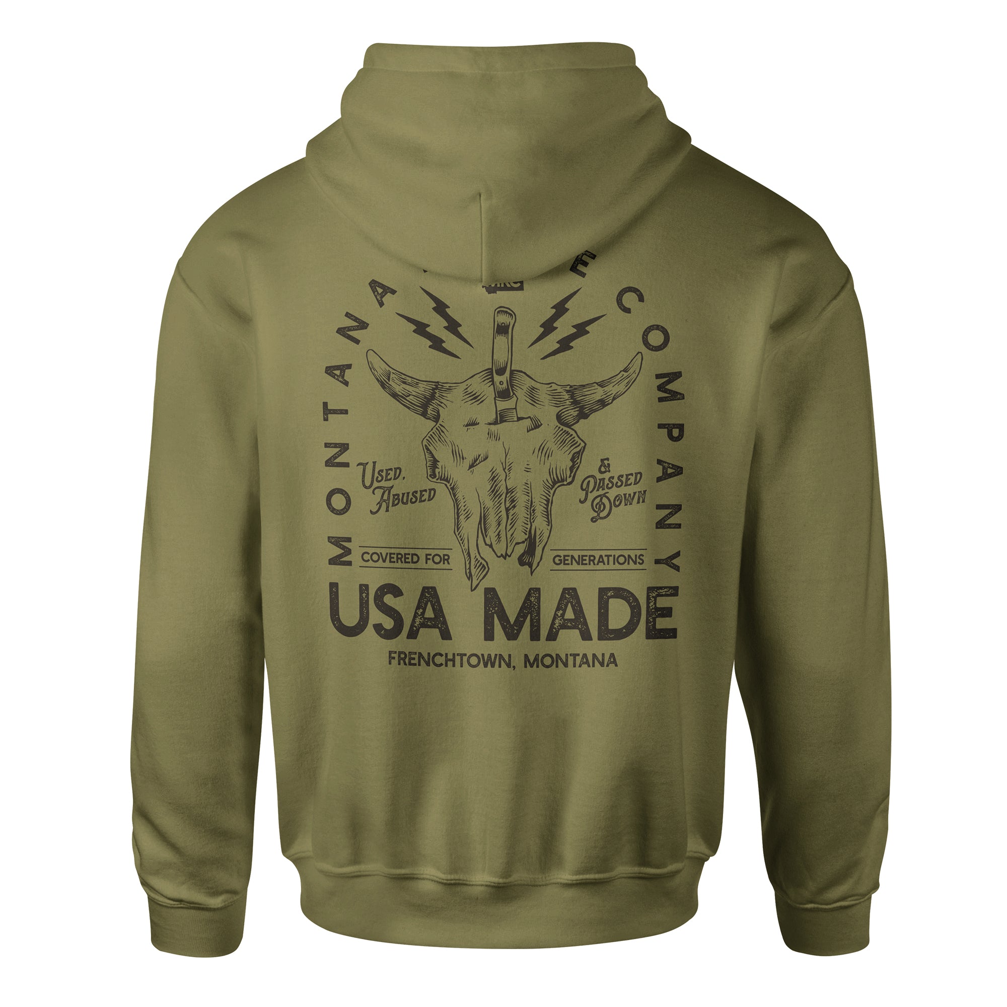 MKC BISON SKULL HOODIE - OLIVE
