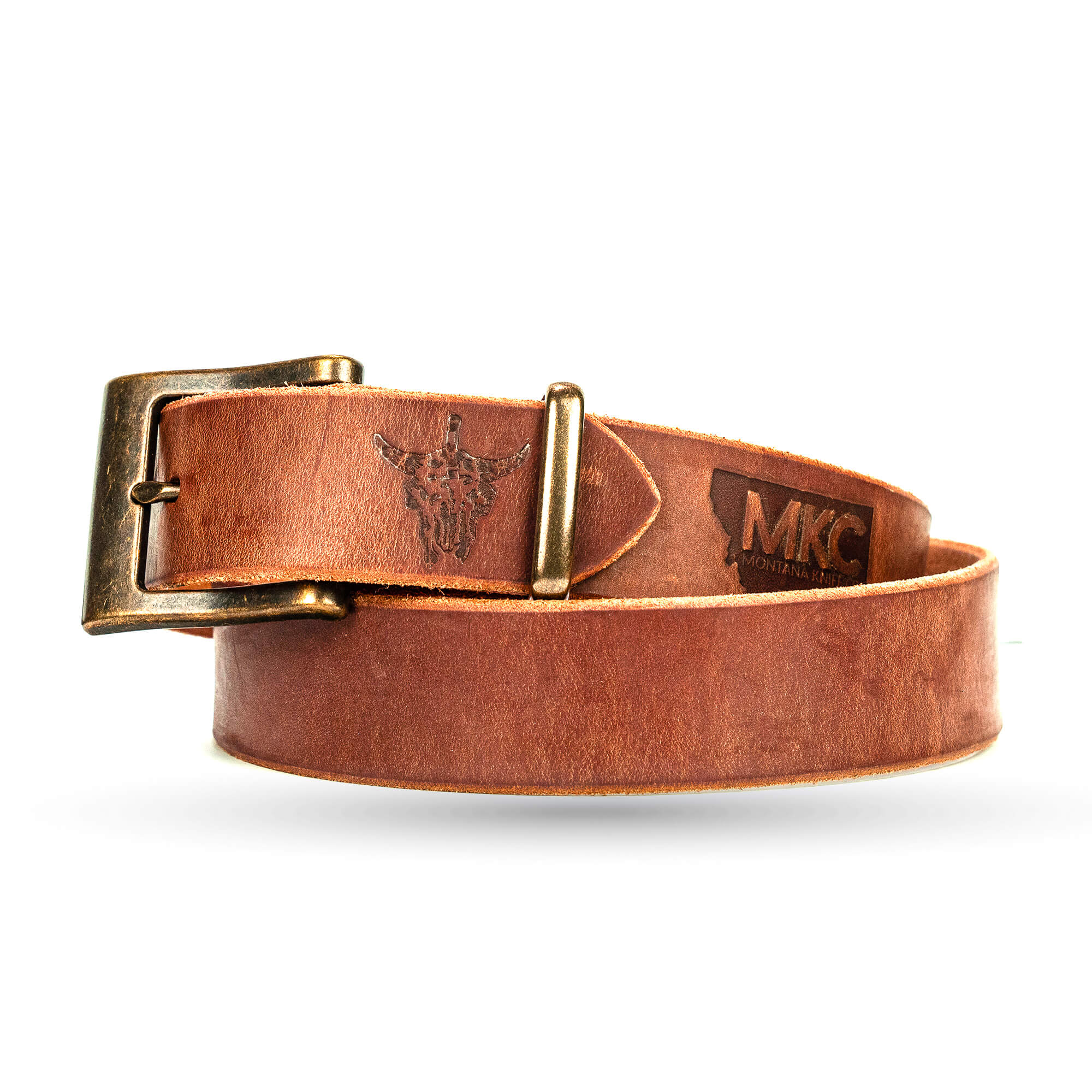 MKC LEATHER BELT - BROWN