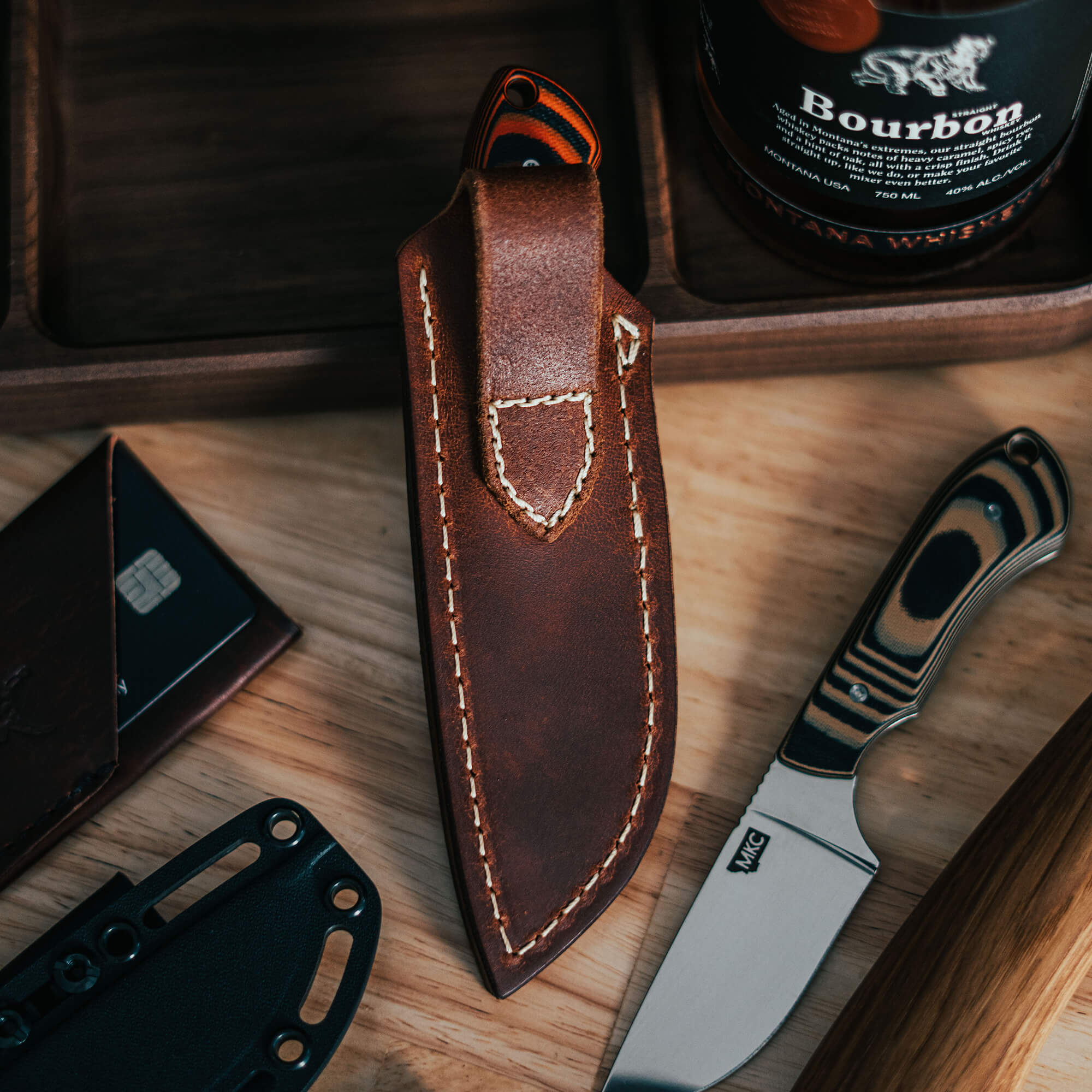 ELKHORN SKINNER LEATHER SHEATH - VERTICAL BELT CARRY