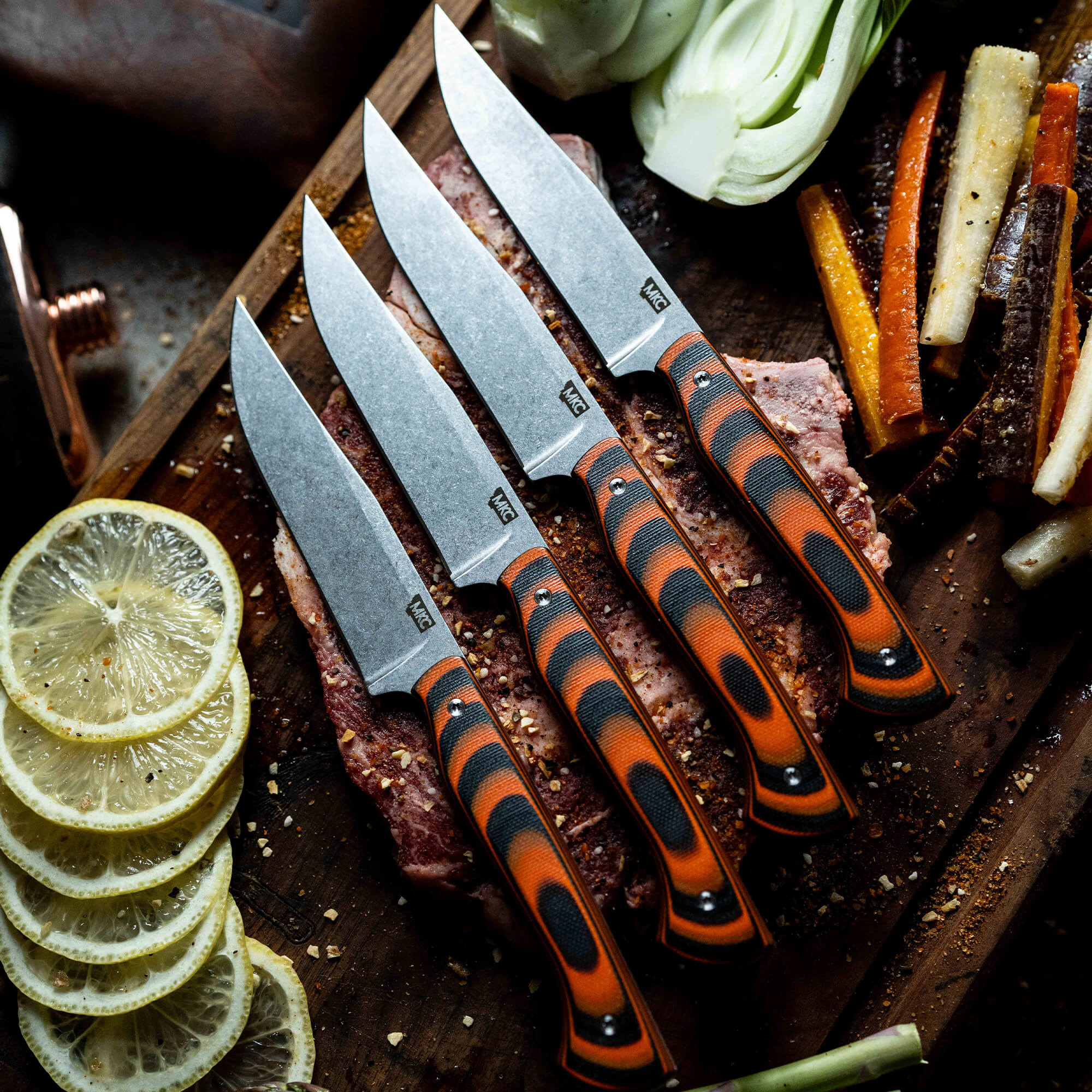 MKC STEAK KNIVES (SET OF 4) - ORANGE/BLACK