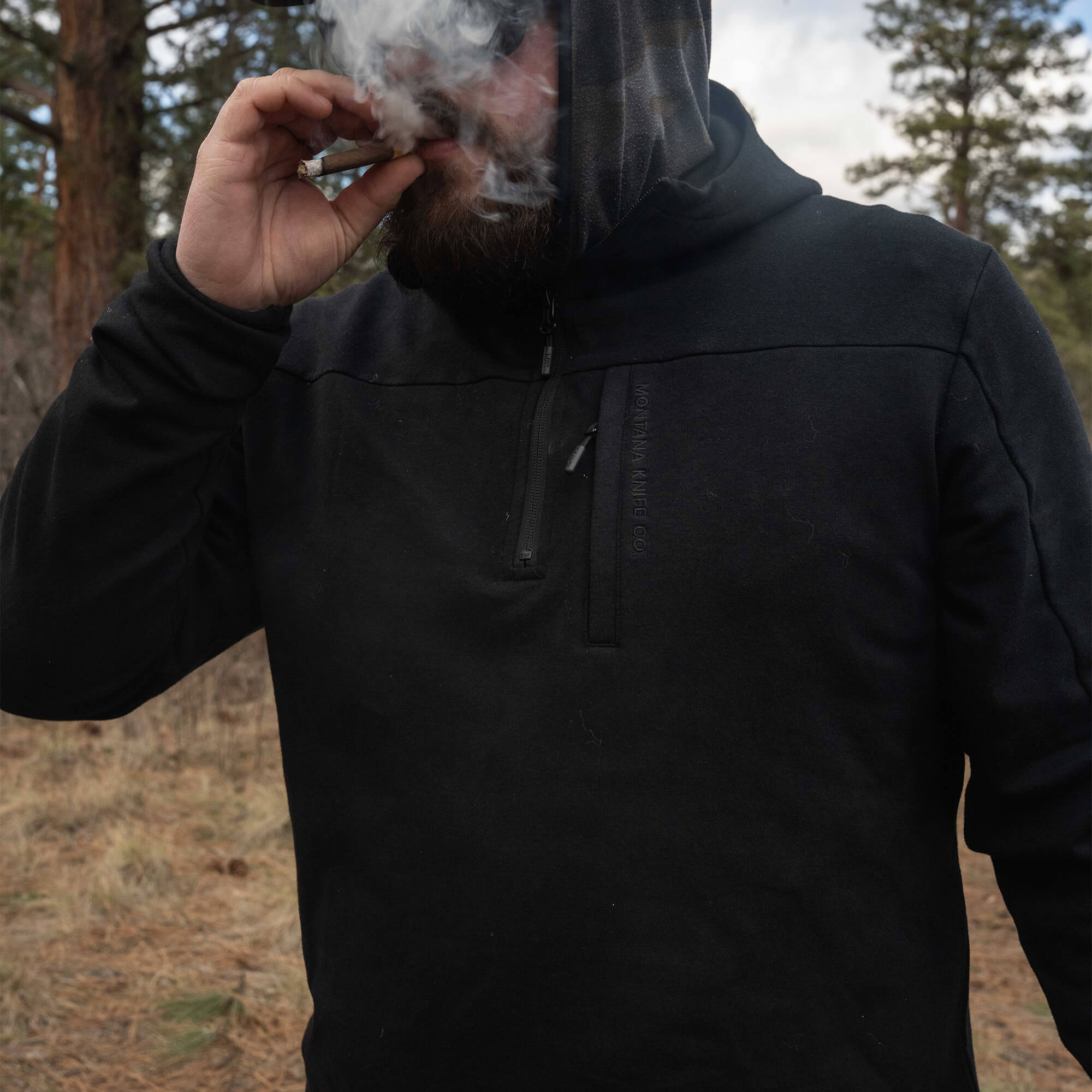 HIGHLINE HALF-ZIP HOODIE - BLACK