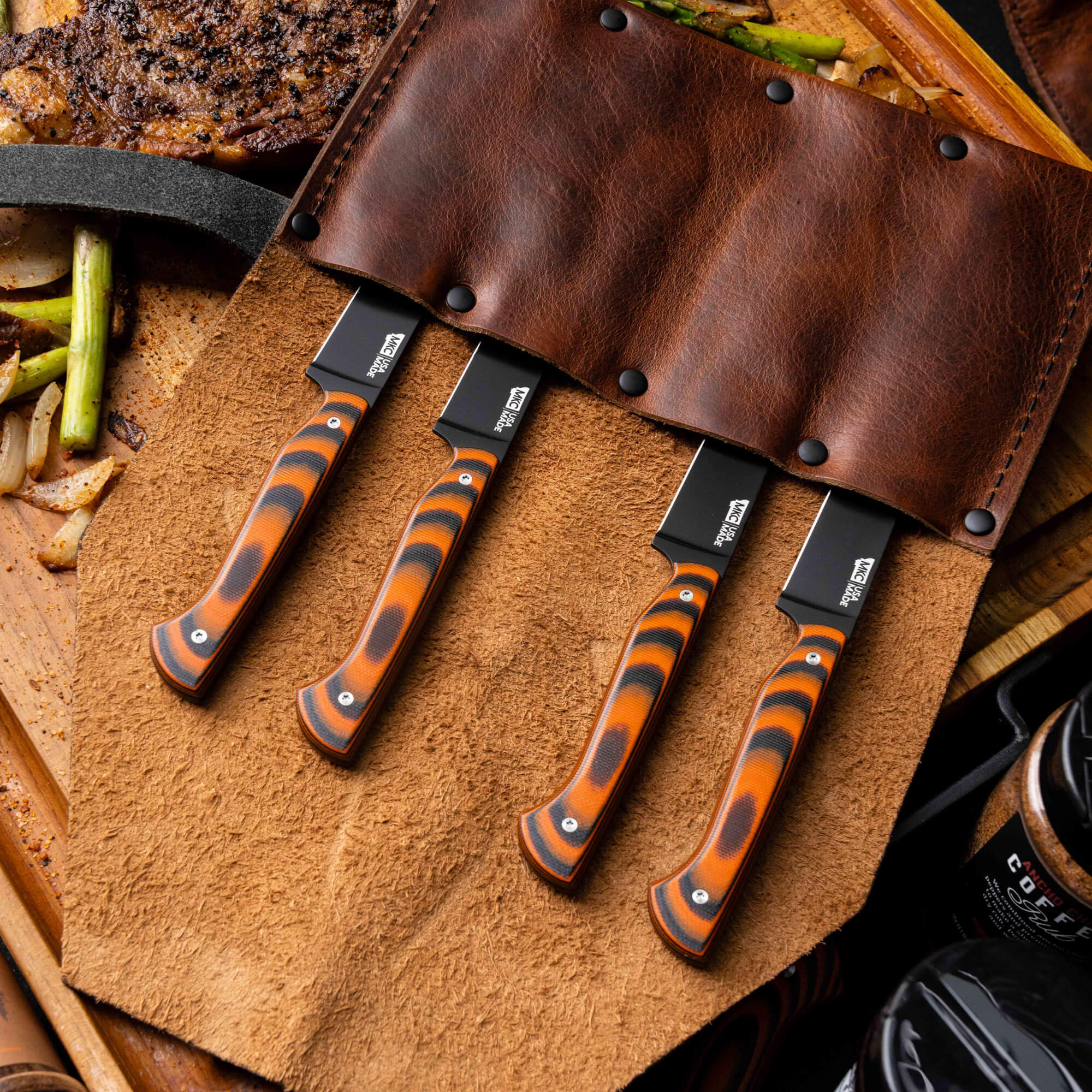 MKC STEAK KNIVES (SET OF 4) - PVD - ORANGE/BLACK