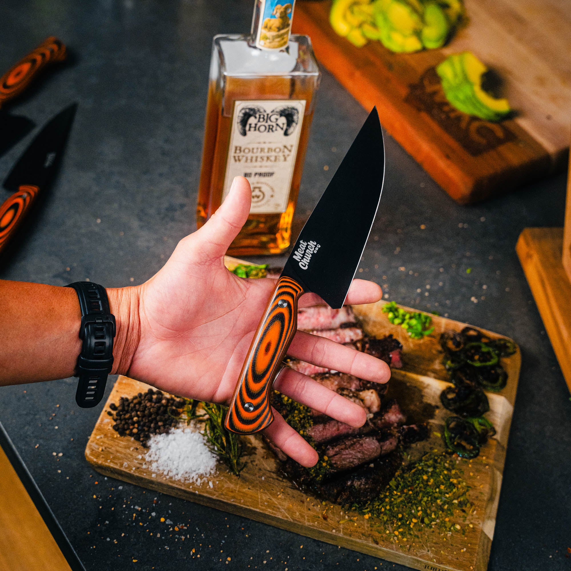 MEAT CHURCH CHEF KNIFE - ORANGE & BLACK