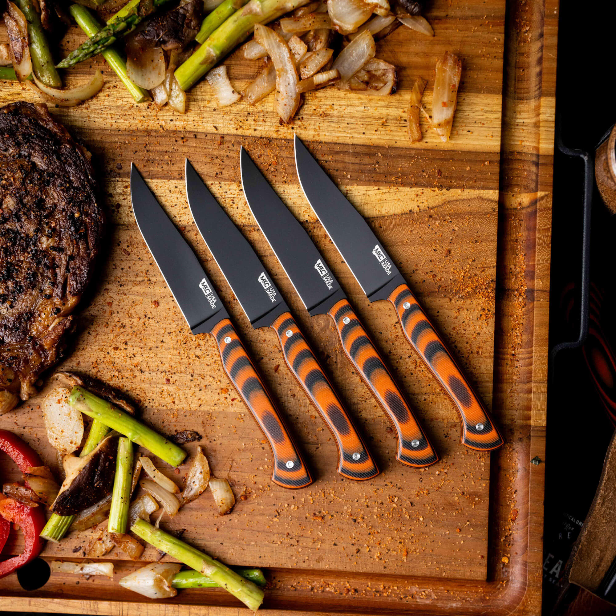 MKC STEAK KNIVES (SET OF 4) - PVD - ORANGE/BLACK