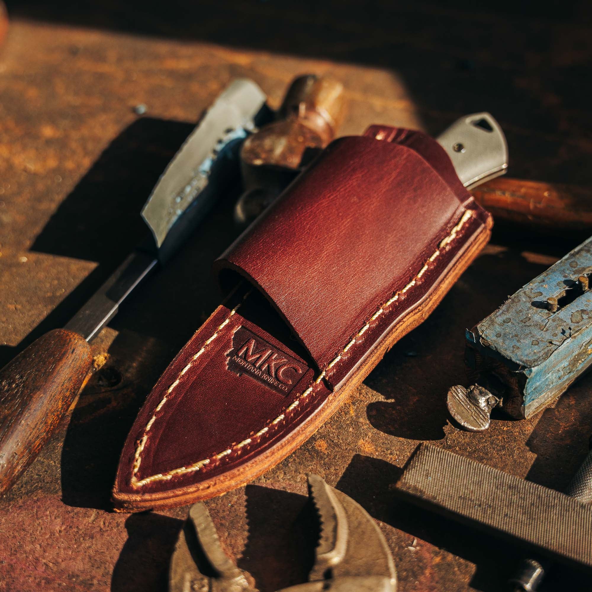 ROCKER LEATHER SHEATH - HORIZONTAL BELT CARRY