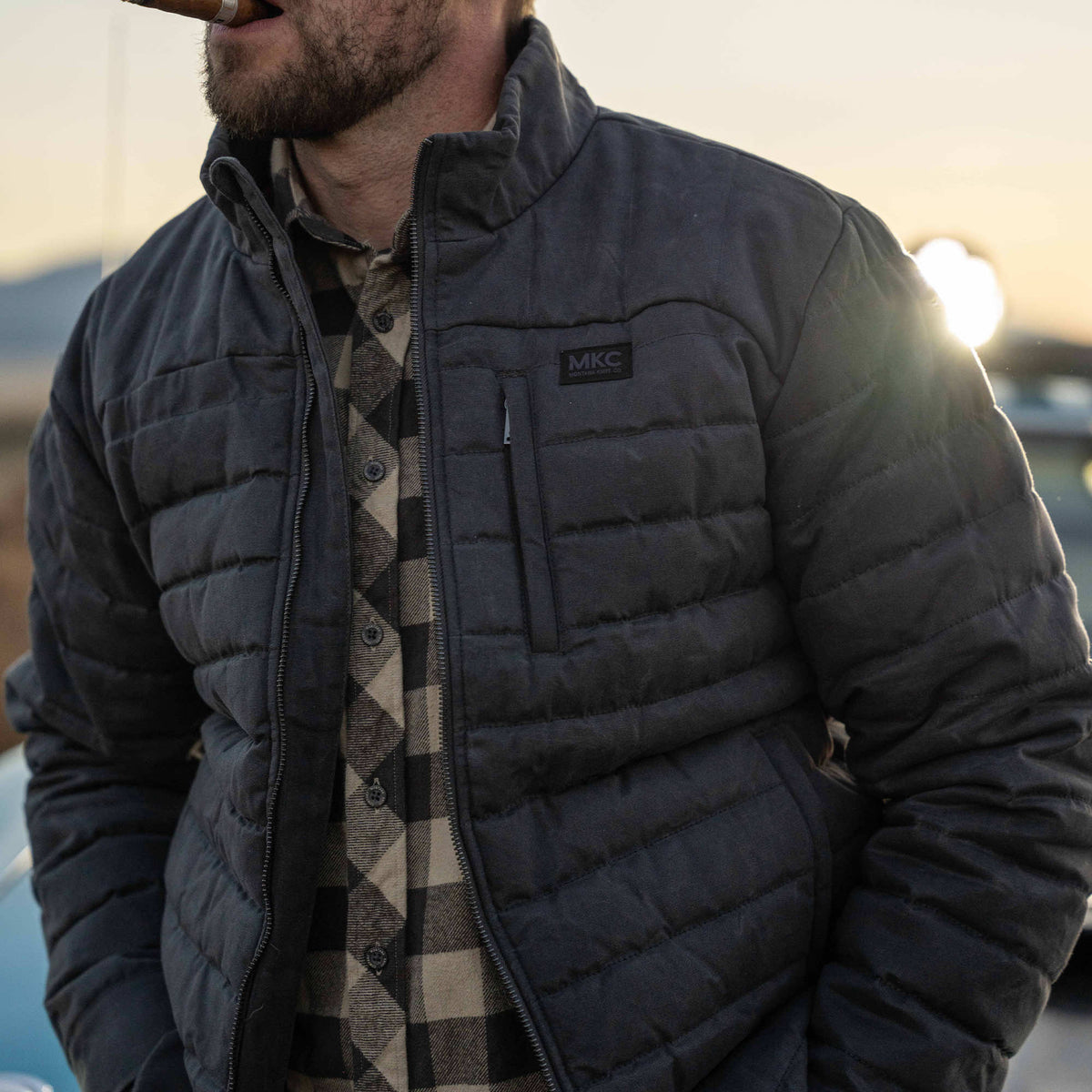 WHITEFISH WAXED CANVAS PUFFY JACKET - CHARCOAL
