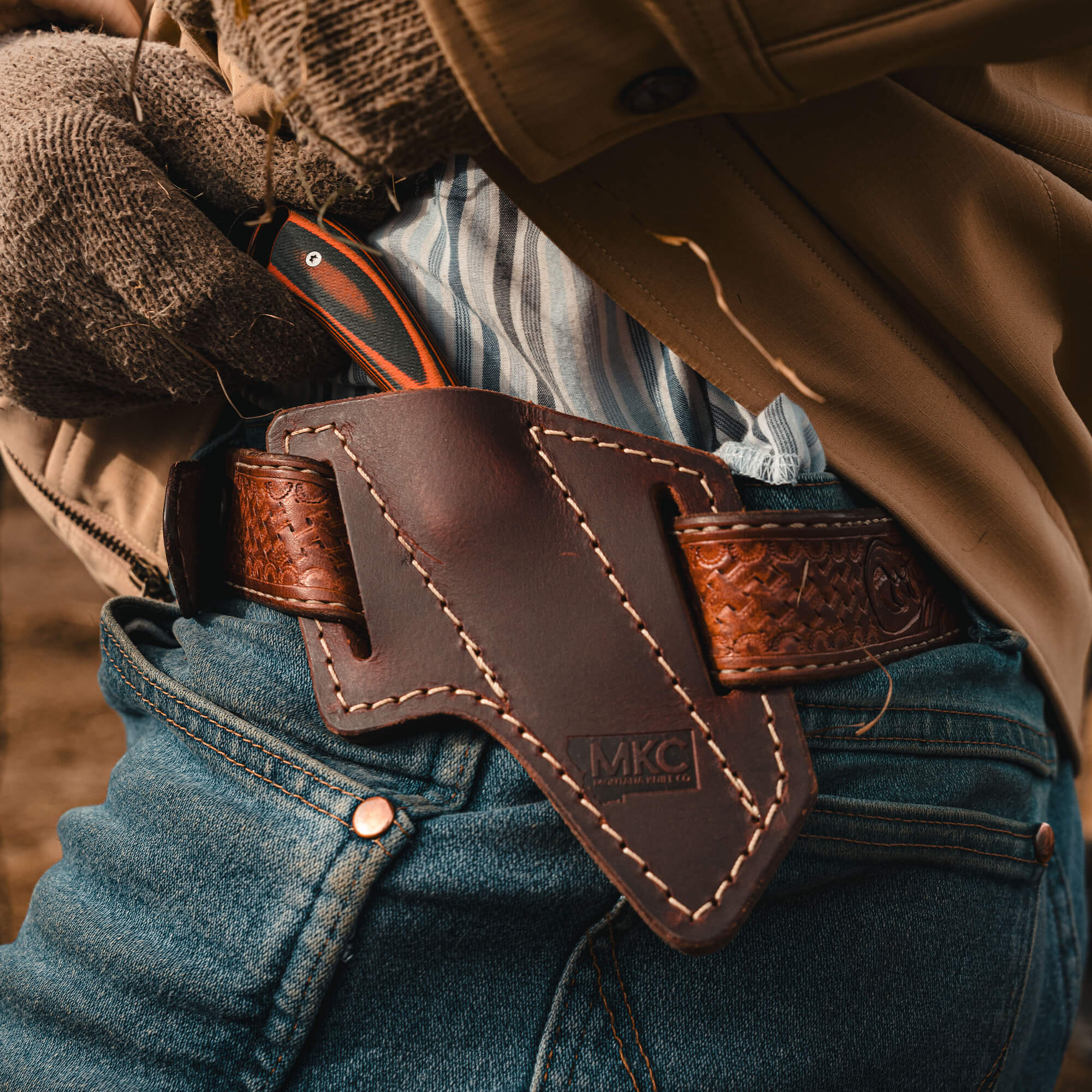 STOCKYARD LEATHER SHEATH - ANGLED BELT CARRY